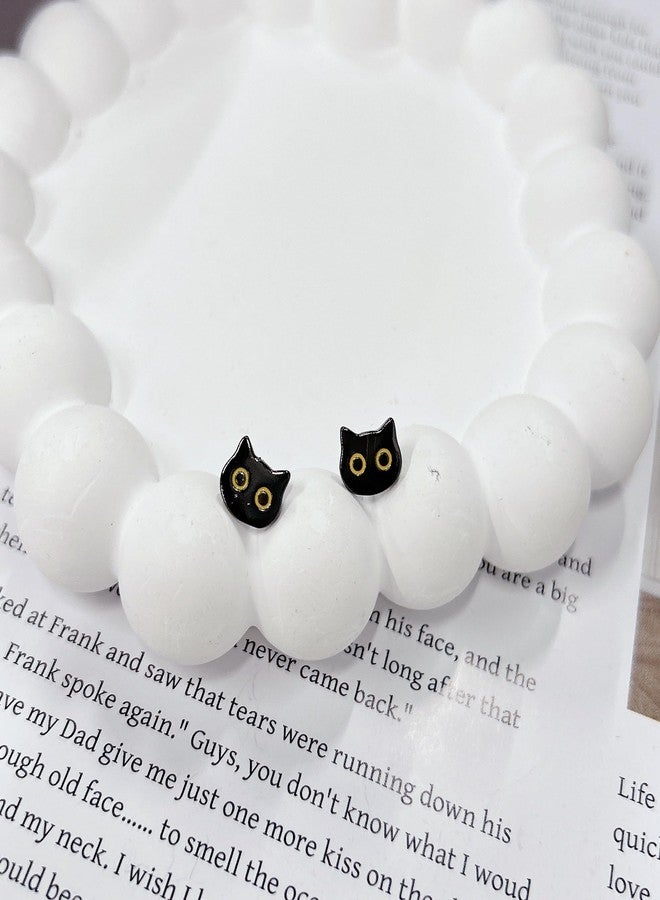 Cykdohy Cute Black Cat Head Stud Tiny Small Earrings Funny Lovely Yellow Eyes Kitten Cartilage Tragus Post Earring Simple Statement Animal Ear Studs Lightweight Jewelry for Women Sister Daughter - Image 5